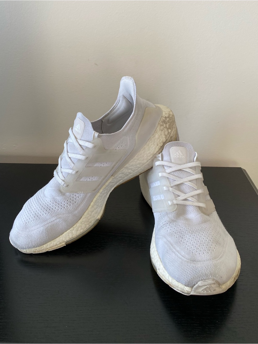Adidas Ultraboost 21 triple white sneakers Sz 9.5 men’s
